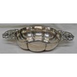 SILVER 2 HANDLED BOWL WITH PIERCED CHERUB HEAD DECORATION HANDLES, LONDON,