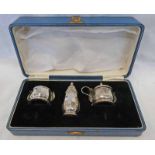 SILVER 3 PIECE CRUET SET RETAILED BY JAMES CARR ABERDEEN IN AN ASSOCIATED BOX