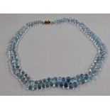DOUBLE STRAND FACETED AQUAMARINE BEAD NECKLACE - 42CM LONG Condition Report: Clasp