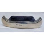 EDWARDIAN SILVER CANOE PIN CUSHION BIRMINGHAM 1907