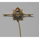 9CT GOLD & ENAMEL SWEETHEART BROOCH FOR THE ROYAL ARMY SERVICE CORPS