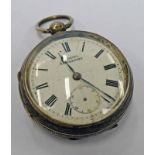 SILVER POCKET WATCH BY H SAMUEL ,