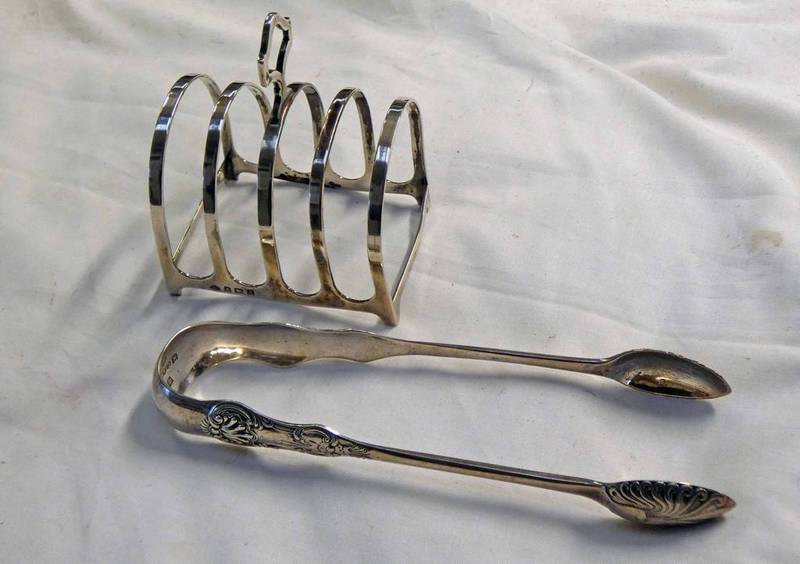 PAIR OF SILVER SUGAR TONGS,