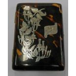 19TH CENTURY TORTOISESHELL EXPANDING CARD CASE WITH SILVER PIQUE WORK INLAY