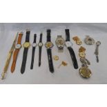 KRONEN & SOHNE WRIST WATCH, SEIKO WRIST WATCH, 2 FOB WATCHES, 2 POCKET WATCHES,