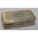 SILVER SNUFF BOX BY JOSEPH WILMORE WITH ENGINE TURNED DECORATION & GILDED INTERIOR,