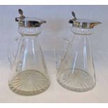 PAIR OF SILVER MOUNTED CUT GLASS WHISKY TOTS,