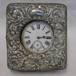 OPEN FACE POCKETWATCH NATIONALE & A SILVER MOUNTED WATCH HOLDER,