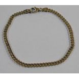 18CT GOLD FLAT LINK BRACELET - 19CM LONG, 8.