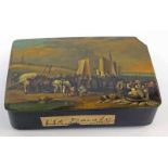 EARLY 19TH CENTURY STOBWASSER LACQUER SNUFFBOX LES PECHEURS - 9CM WIDE Condition Report: