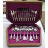 6 PLACE SETTING OF SILVER PLATED CUTLERY KINGS PATTERN IN FITTED CASE BY SMITH SEYMOUR,