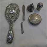 SILVER PLATED EMBOSSED HAND MIRROR,