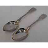 PAIR OF 19TH CENTURY SCOTTISH PROVINCIAL SILVER FIDDLE PATTERN TEASPOONS BY ANDREW DAVIDSON