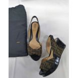 FENDI BROWN ZUCCHINO SLINGBACK WEDGES SIZE 36 Condition Report: Shoes are brand new,