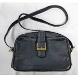 VINTAGE BURBERRY SMALL BLACK LEATHER CROSSBODY BAG WITH CHECK LINER INSIDE