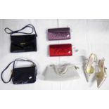 CARVELA PEARLESCENT SLINGBACK HEELS & HANDBAG SET (SIZE 35) & VARIOUS CROSSBODY & CLUTCH BAGS