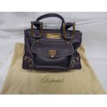 NEW CHOPARD BROWN LEATHER "CAROLINE" HAPPY DIAMOND SATCHEL