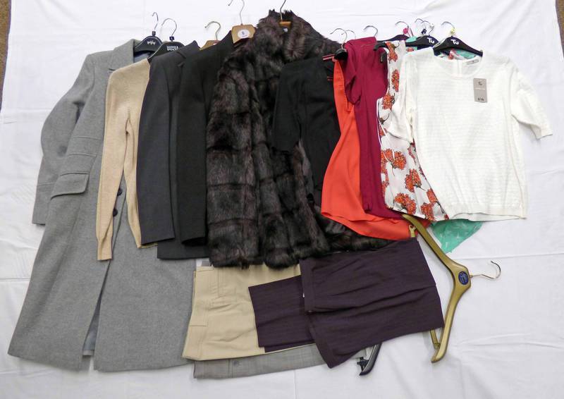SELECTION OF LADIES COATS, CASHMERE KNITWEARS, SUIT TROUSERS,