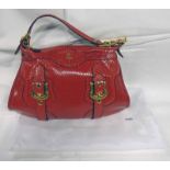 FENDI DARK RED 2008 PYTHON HANDBAG WITH SATIN GOLD DETAILING WITH DUST BAG