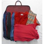 LEATHER SUITCASE WITH A SELECTION OF KNITWEAR, TIES INCLUDING GIVENCHY & AUSTIN REED,