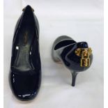 LOUIS VUITTON BLACK PATENT LEATHER 'OH REALLY' COURT SHOES SIZE 37 WITH ORIGINAL RECEIPT