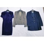 NAVY JAEGER DRESS JACKET SIZE 6, JAEGER PURPLE VELVET SHORT SLEEVED DRESS SIZE 6,