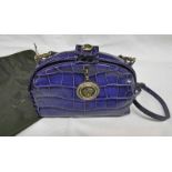 SMALL VERSACE PURPLE CROCODILE LEATHER BAG WITH CROSSBODY STRAP IN DUSTBAG