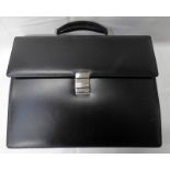 MONT BLANC BLACK LEATHER SINGLE GUSSET BRIEFCASE WITH ORIGINAL RECEIPT Condition Report: