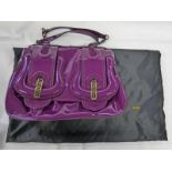 NEW FENDI 2000'S PATENT PURPLE B-BAG WITH SUEDE INTERIORS WITH ORIGINAL RECEIPT