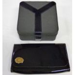 ALEXANDER MCQUEEN BLACK PATENT CLUTCH BAG WITH ORIGINAL RECEIPT & YVES SAINT LAURENT BLACK MAKE UP