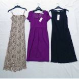 PINK BEADED PHASE EIGHT DRESS WITH REMOVABLE STRAPS SIZE 8, NAVY PRECIS PETITE DRESS SIZE 10,