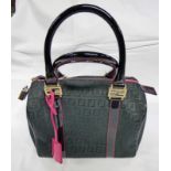 FENDI ZUCCHINO FOREVER BOSTON TOP HANDLE BAG BLACK / FUSCHIA Condition Report: