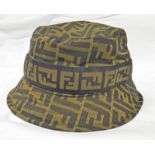 FENDI BROWN ZUCCHINO BUCKET HAT SIZE SMALL WITH ORIGINAL RECEIPT