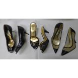 DUNE BLACK KAVA-POINT MESH SATIN COURT SHOE SIZE 36 + COACH BLACK HEELED MULES SIZE 6B & DUNE BLACK