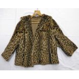 SHORT BROWN OCELOT FUR COAT