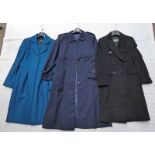 TURQUOISE WOOL HOBBS COAT SIZE 10, NAVY, LONG DANNIMAC TRENCH COAT,