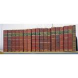 18 LEATHER BOUND BOOKS TO INCLUDE THE WORKS OF PETER PINDAR, HALF LEATHER BOUND,