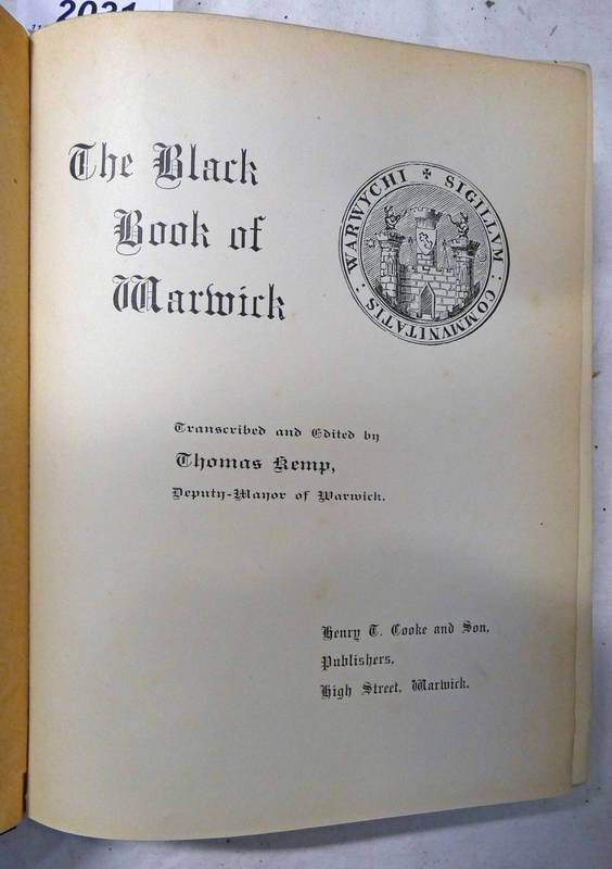 THE BLACK BOOK OF WARWICK BY THOMAS KEMP - 1898 # Condition Report: Cloth shows