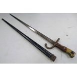 FRENCH MODEL 1874 GRAS BAYONET WITH 52CM LONG BLADE, SAINT-ETIENNE WITH SCABBARD,