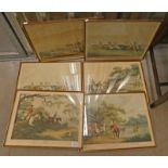 6 FRAMED SPORTING PRINTS, FOX HUNTING,