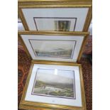 SET OF 4 GILT FRAMED PICTURES OF SALMON FISHING & PHEASANT SHOOTING IN THE HIGHLANDS AFTER DOUGLAS