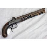 32 BORE PERCUSSION TARGET PISTOL BY FORSYTHE & CO, 25CM LONG OCTAGONAL DAMASCUS BARREL,