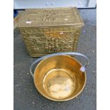 BRASS JELLY PAN AND A BRASS COAL BOX -2-