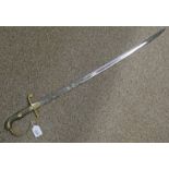 19TH CENTURY SWORD WITH SHAGREEN HILT & DECORATIVE BLADE INDISTINCTLY SIGNED OVERALL SIZE 94 CMS