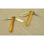 2 LATE 19TH OR EARLY 20TH CENTURY INDIA CHETTIAH PALM LEAF SCRIBE KNIVES, TAMIL NADU,