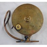 4 1/2 INCH BRASS MALLOCHS SIDE CASTING REEL WITH 'MALLOCHS PATENT' STAMPED TO SIDE
