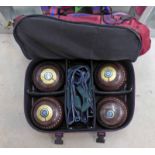 SET OF 4 HENSLITE CHAMPIONSHIP 5" BOWLS IN A HENSLITE CARRY BAG