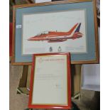 PRINT OF HAWK TIA SIGNED BY THE 1988 RED ARROWS TEAM PILOTS WITH LETTER OF PROVENANCE