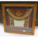 A CASED MASONIC APRON WITH GOLD BUILLION THREAD DESIGN,