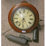 MAHOGANY FRAMED WALL CLOCK WITH ENAMEL DIAL MARKED 'ROMBACH & CO,